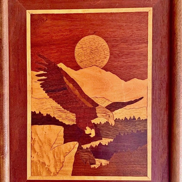 Marquetry eagle wood panel